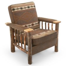Saranac Hickory Deluxe Log Chair - Apache Stone Dark fabric