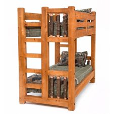 Sawmill Hickory Rough Sawn Timber Bunk Bed - Twin over Twin - Honey Amber Finish