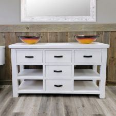 Sawmill Open Shelf Vanity in Driftwood White