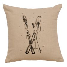 Skis Decor Pillow - Natural Linen