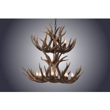 12 Light 2-Tiered Mule Deer Antler Chandelier