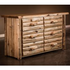 Cedar Lake Logger 6 Drawer Log Dresser--Clear finish