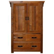 Rocky Creek 2 Drawer Reclaimed Barn Wood Armoire - Tongue & Groove Barn Wood Planks Door Style