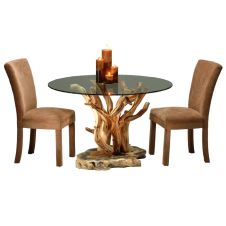 Twisted Trails Juniper Log Slab Base Dining Table