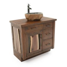 CUSTOM - Walnut Falls Rustic Barnwood Vanity - 36" Sink Center w/ Custom Drawers (Standard 36" & 42" Sink Center vanities come w/ no working drawers)