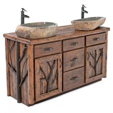 Woodland Forest Vanity 72" Double Sink--Barnwood Lager Finish