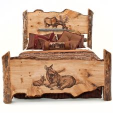 Hand-Carved Drinking Moose Bed