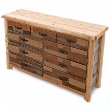 Laurel Hollow Multi-Color 9 Drawer Log Dresser - Natural Clear Finish - Metal Handles