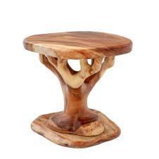 Rustic Hand Carved End Table 