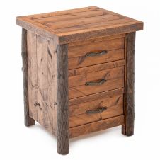 Sawmill Hickory Rough Sawn 3 Drawer End Table - Antique Barnwood Finish - Metal Handles