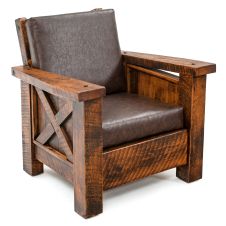 Western Winds Weathered Wood Lounge Chair - Antique Barnwood Finish - Leather Fabric Cushions
