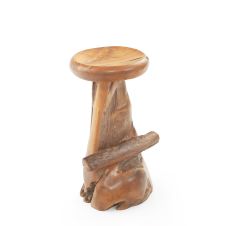 Rustic Natural Wood Teak Bar Stool