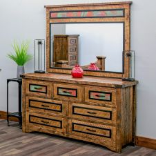 Copper Mesa 7 Drawer Dresser w/ Dresser Mirror