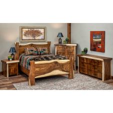 Live Edge Golden Walnut Slab Bedroom Set