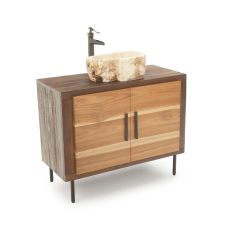 Rustic Teak & Reclaimed Wood Bathroom Vanity