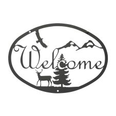 Wrought Iron Deer & Eagle Welcome Sign