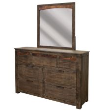 Western Blackburn 7 Drawer Barnwood and Copper Dresser, Shown with Optional Dresser Mirror