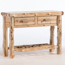 Cedar Lake Log Sofa Table with Drawers