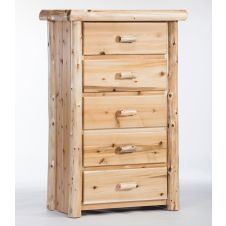 Cedar Lake Cabin 5 Drawer Log Chest--Flat drawer fronts, Clear finish
