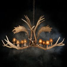 8 Light Elk & Fallow Elongated Antler Chandelier
