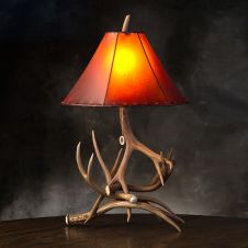 antler lamp with amber shade