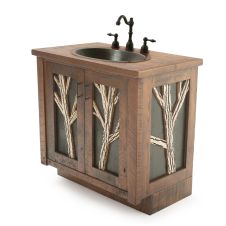 Winter Forest Rustic Vanity - 36" - Sink Center - Antique Barnwood Finish