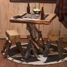 Rustic Aspen Checkerboard Table and Benches