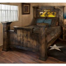 Wild Woods Weathered Timber Bed--Queen, Bucking Bronco bed scene