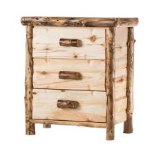 Yellowstone Aspen 3 Drawer Log Chest--Flat drawer fronts, Clear finish, Light aspen, Standard logs