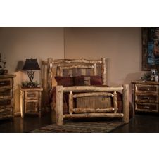 Yosemite Aspen & Barnwood Bed--Clear finish, Light aspen, Extra Gnarly logs, Double Log side rails