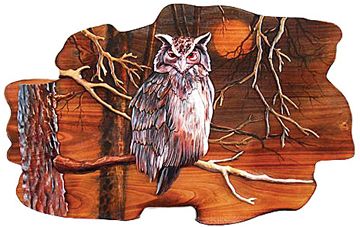Observant Owl Rustic Wood Art