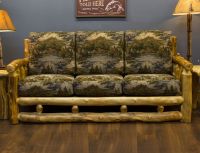 Yellowstone Rustic Aspen Log Sofa - Fishermen Cushion Fabric