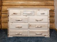 Montana 9 Drawer Log Dresser--Flat drawer fronts, Unfinished