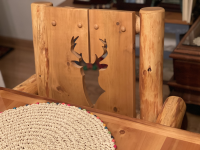 Cedar Lake Silhouette Log Arm Dining Chair - Honey Finish, Deer Silhouette Cut-Out