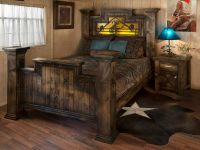 Wild Woods Weathered Timber Bed--Queen, Bucking Bronco bed scene