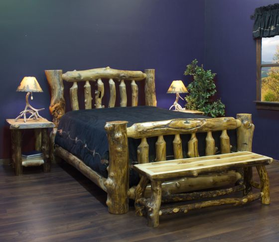 Rustic Extra Character Aspen Log Bed