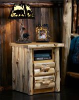 Cedar Lake Logger 2 Drawer Log Nightstand--Clear finish