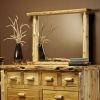 Cedar Lake Landscape Log Dresser Mirror--Clear finish