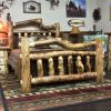 Beaver Creek Aspen Double Log Bed--Light aspen, Standard logs, Clear finish, Curvy headboard & footboard