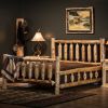 Cedar Lake The Original Log Bed--Queen, Clear finish, Spindled Double side rails