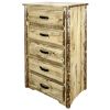 Glacier Country 5 Drawer Log Chest - Flat Drawer Fronts - Forged Iron Pulls