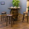 Southwestern Elk Antler Barrel Pub Table with Iron Barstool with Tooled Leather Seats