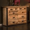 Hickory Logger 10 Drawer Dresser--Clear finish