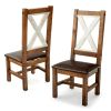 Western Winds Rustic Farmhouse Dining Side Chairs - Antique Barnwood frame finish w/ Standard Farmhouse White back