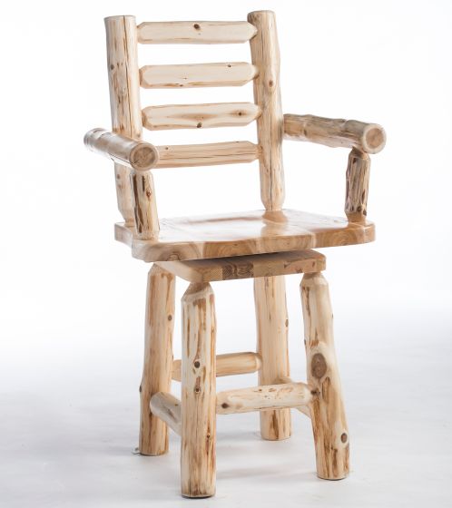Cedar Lake Swivel Log Arm Bar Stool