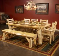 Cedar Lake Log Dining Table in clear finish (High Gloss Finish is a Special Order)