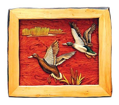 Flying Duck Family Wood Art