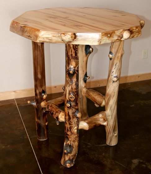 Rustic Aspen Log Pub Table