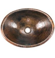 17" Hammered Copper Self Rimming Small Oval Sink - Oil Rubbed Bronze
