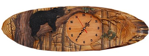 Napping Black Bear Wood Wall Clock